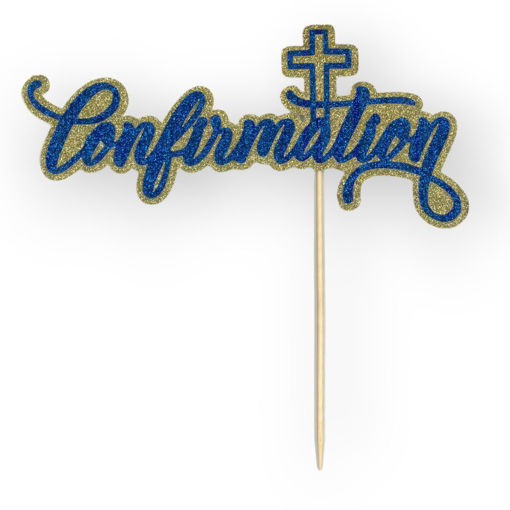 Picture of CONFIRMATION GOLD & BLUE CAKE TOPPER